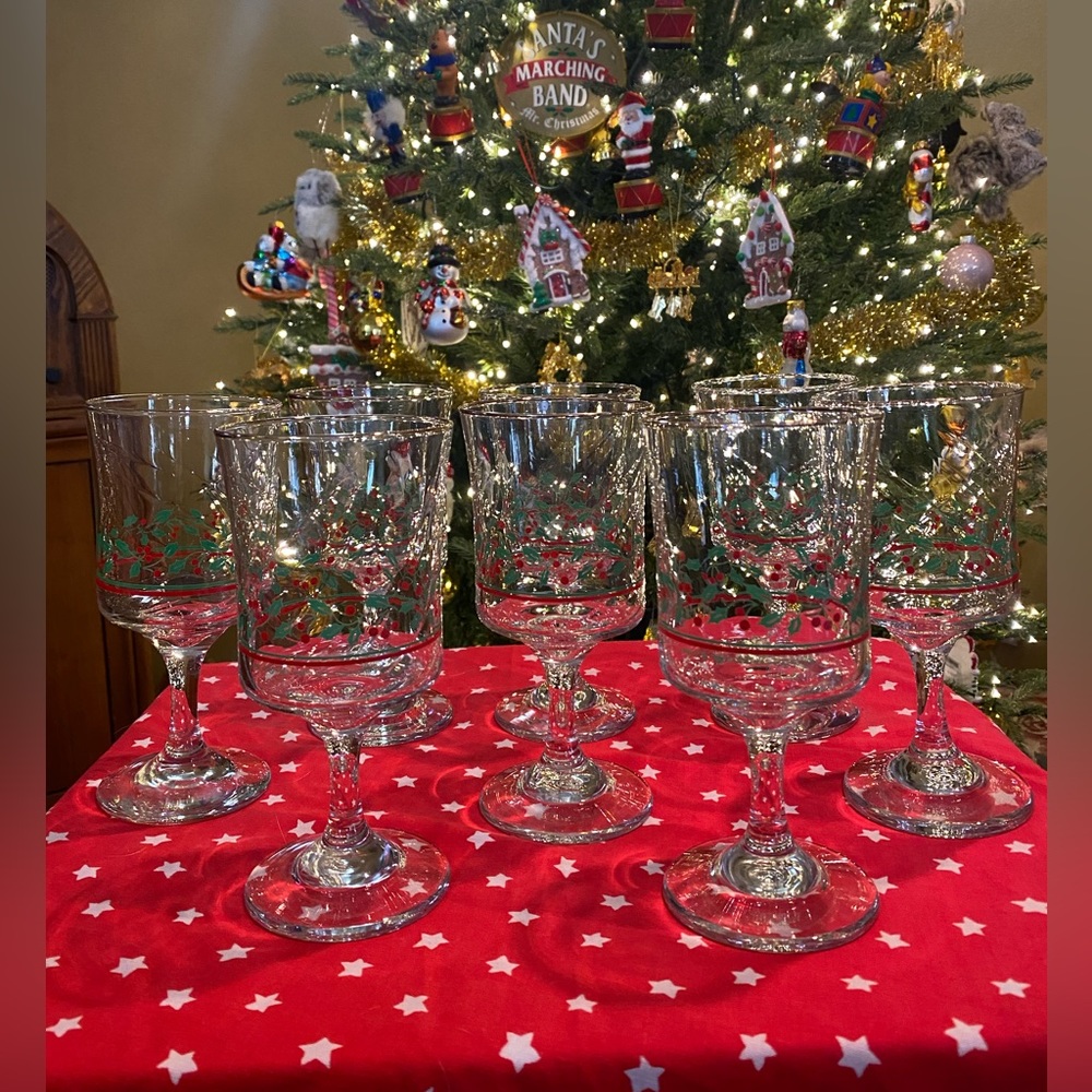 Vintage holly wine glasses